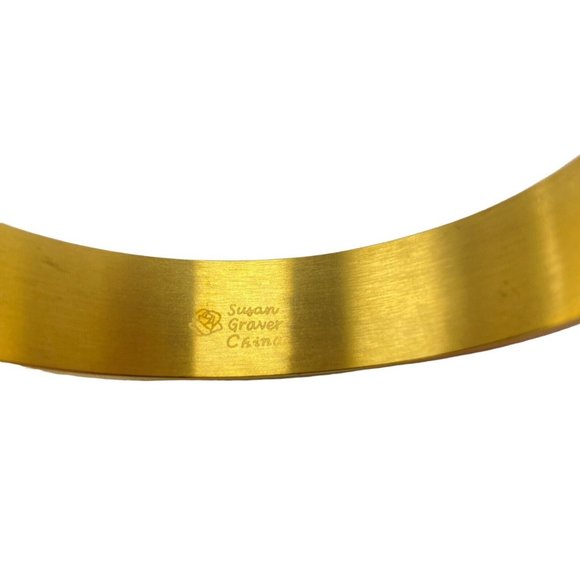 QVC Susan Graver 3 Enamel Bracelets Pink Hot Pink Light Blue Gold Tone Trim - Picture 5 of 7